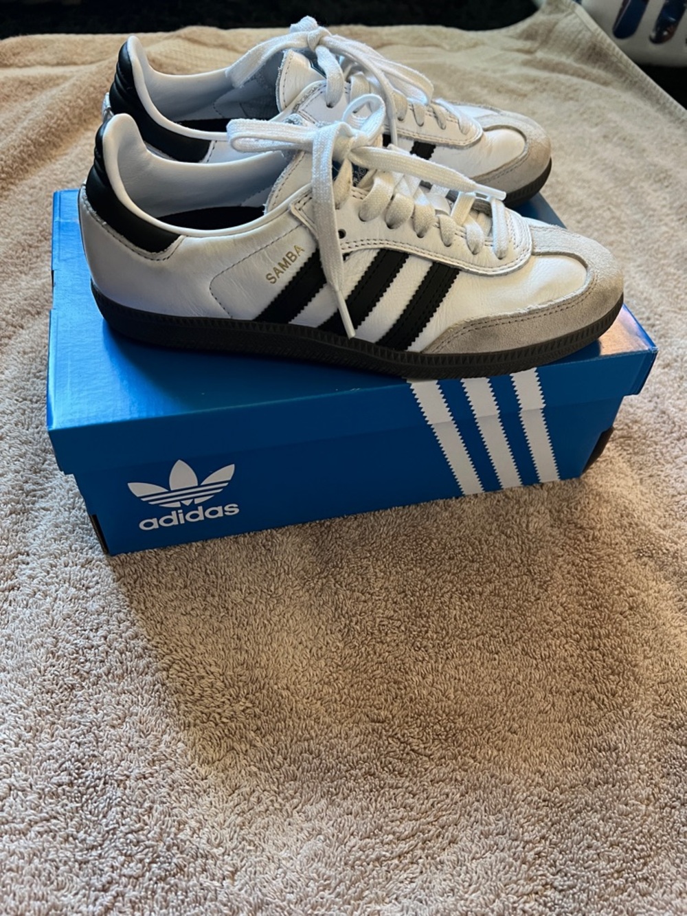 adidas Samba White and Black Leather Suede Sneakers